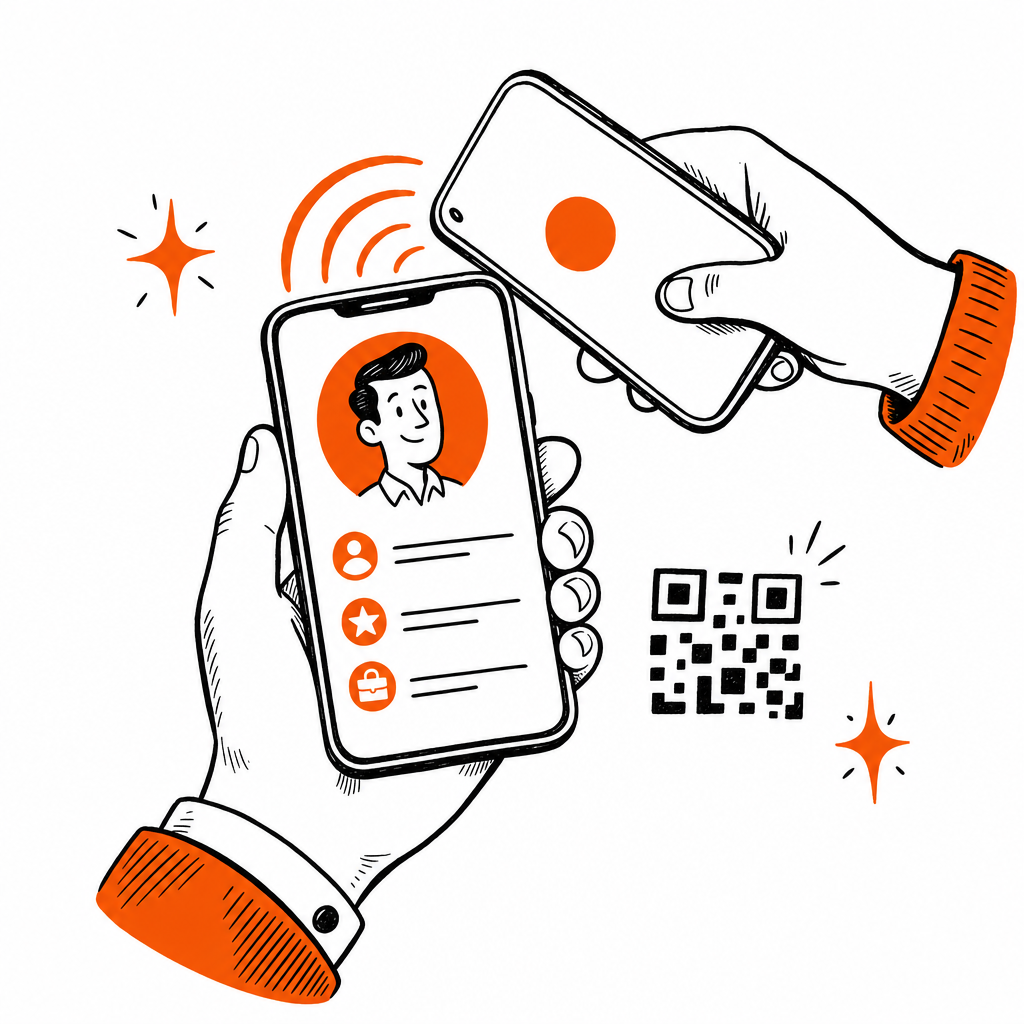 Two phones tapping together to share a Cardonis digital business card